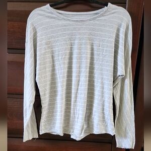 Frank & Eileen Grey Striped Jersey Knit Continuous Sleeve Long Sleeve Tee Small